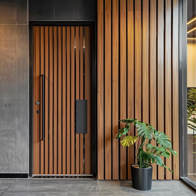 una planta está en una olla fuera de un edificio con una planta en ella