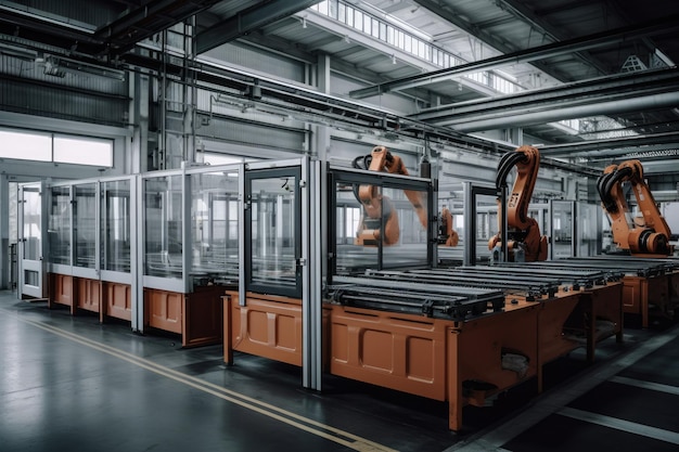 Planta de fábrica moderna con máquinas y equipos industriales IA generativa
