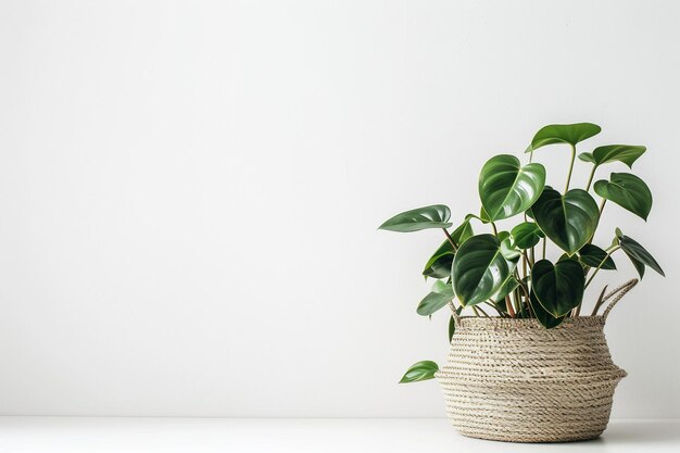 Planta de filodendro sobre un fondo blanco