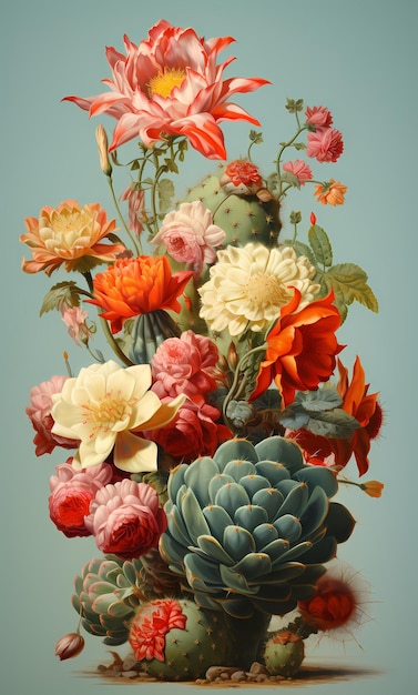 planta de flor de cactus ilustración de verano naturaleza verde jardín floral vector desierto tropical