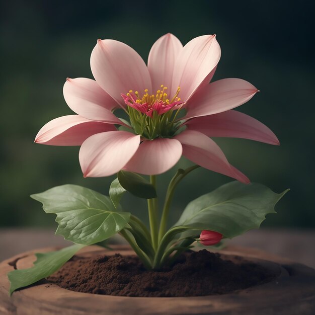 Una planta con una flor en el medio