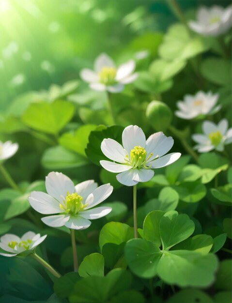 una planta con flores blancas que dicen " primavera "