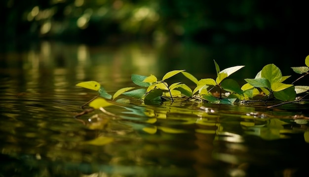 Una planta flotando en el agua.