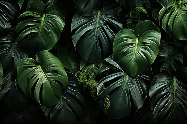 la planta de fondo de la hoja monstera naturaleza de la palmera verde tropical textura del follaje aislado