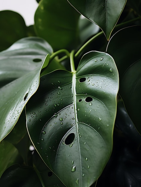 Planta de fondo monstera y ficus