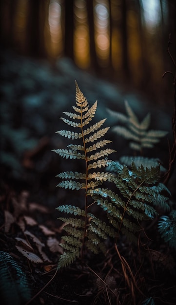 Una planta frondosa en el bosque