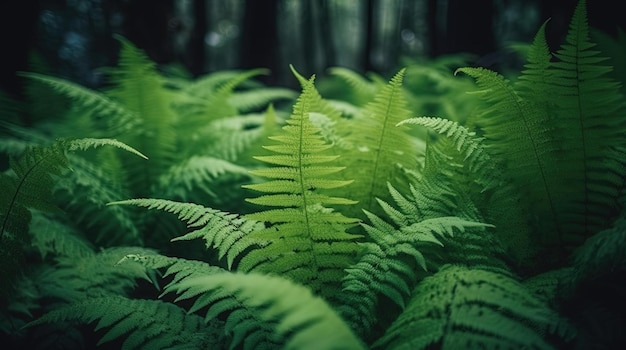 Una planta de helecho en un bosque