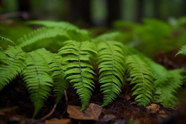 Una planta de helecho se ve en el bosque.