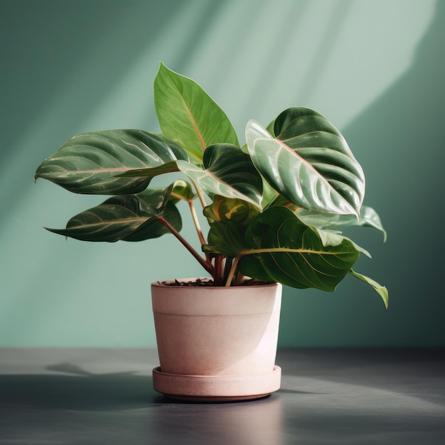 Una planta con una hoja grande en una olla generativa ai