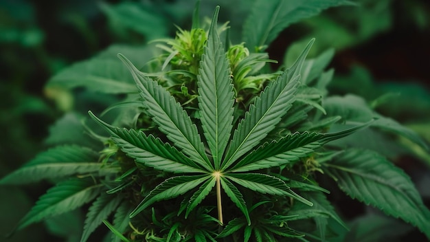 Planta de hojas de cannabis
