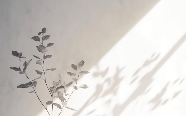 Una planta con hojas largas y una sombra en la pared.