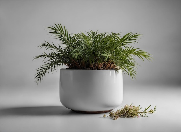 Foto una planta con hojas verdes en una olla blanca