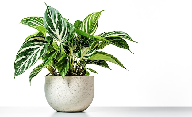 Planta de interior Philodendron generativa AI en maceta de hormigón en blanco