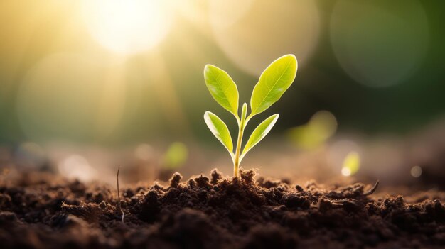 Planta jovem à luz do sol Planta em crescimento cresce