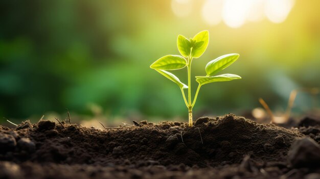 Planta jovem à luz do sol Planta em crescimento cresce