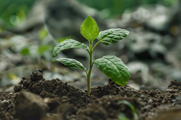 Planta jovem no solo