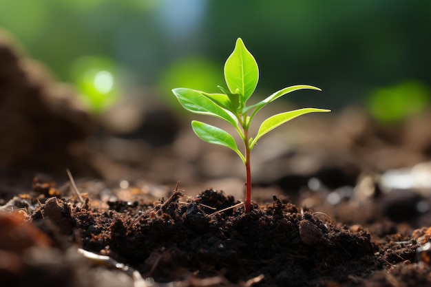 una planta joven que brota del suelo