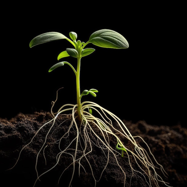 Foto planta joven que crece en el suelo