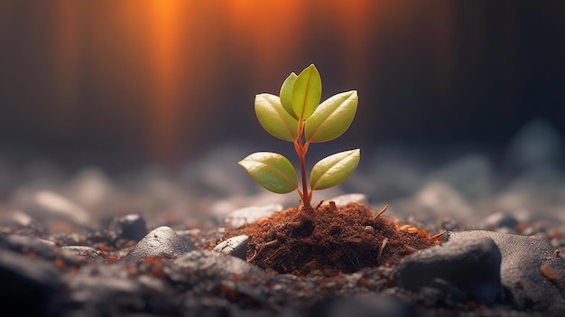 Planta joven que crece en el suelo