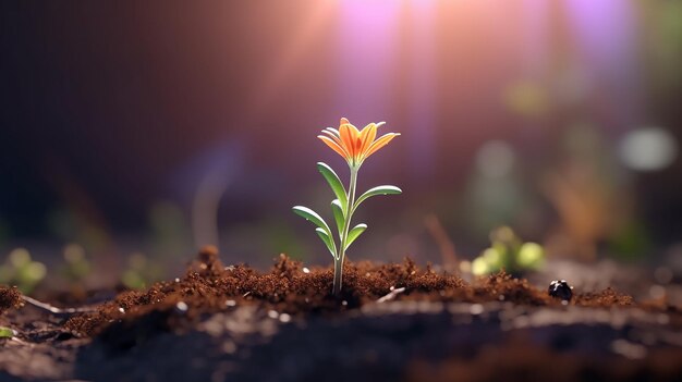 Planta joven que crece en el suelo