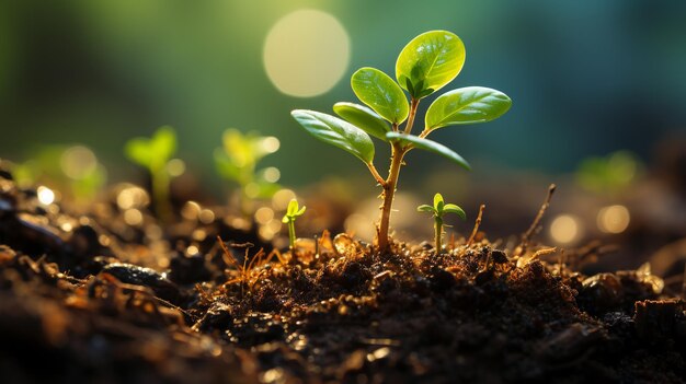 Planta joven que crece en el suelo