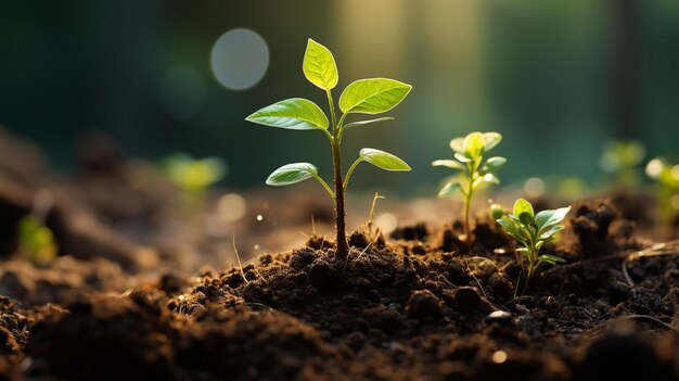 Planta joven que crece en el suelo