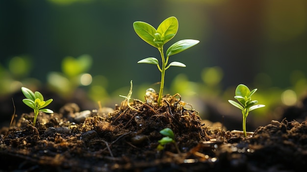 Planta joven que crece en el suelo