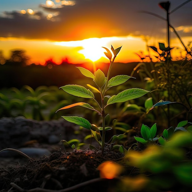 Planta joven en el sol