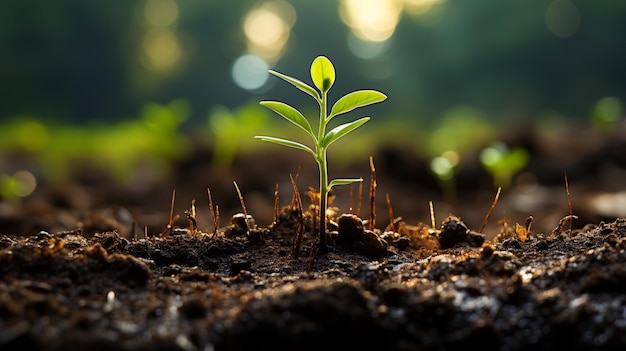 Planta joven en el suelo