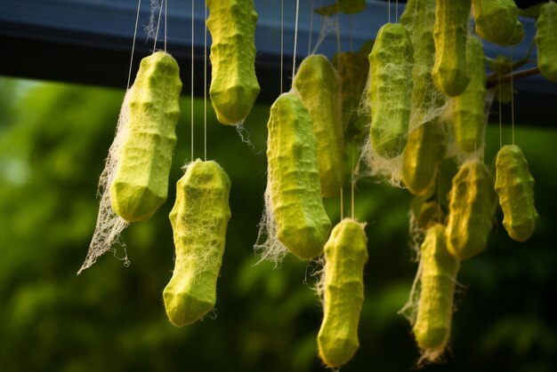 Foto planta de luffa verde no saludable con enfermedad de infección amarilla generar ai