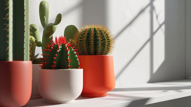 Planta en maceta de cactus de papel 3d