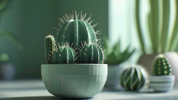 Planta en maceta de cactus de papel 3d