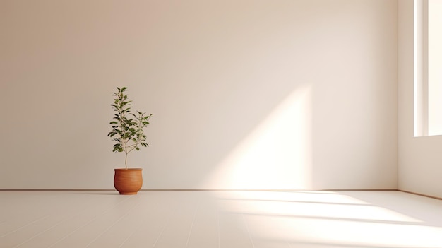 Planta con maceta colocada en la pared vacía