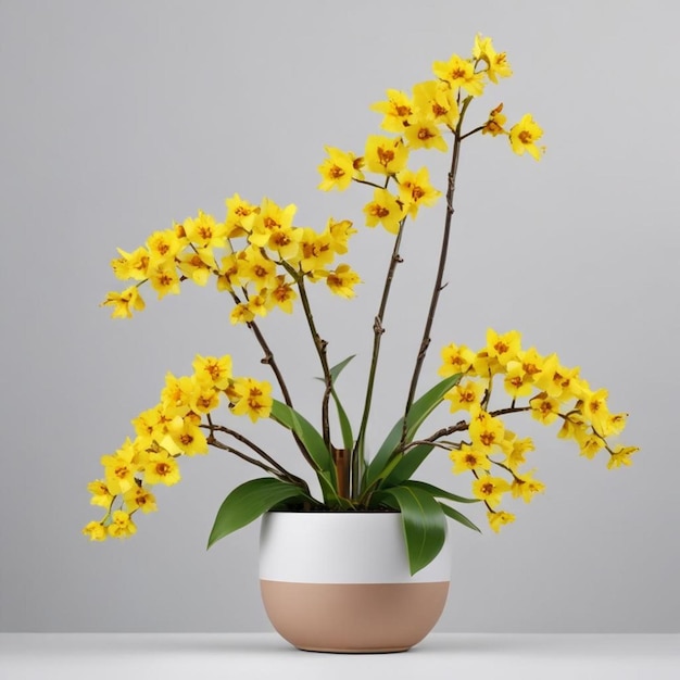 Foto una planta en maceta con flores amarillas en ella