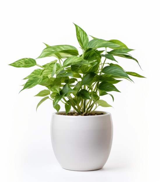 Una planta de maceta de hojas verdes tomando el sol