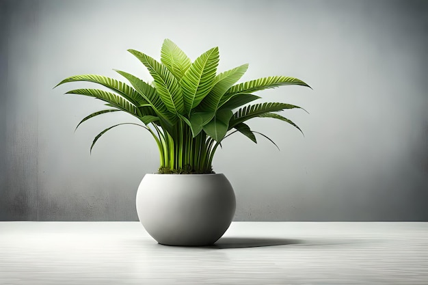 Una planta en maceta con hojas verdes