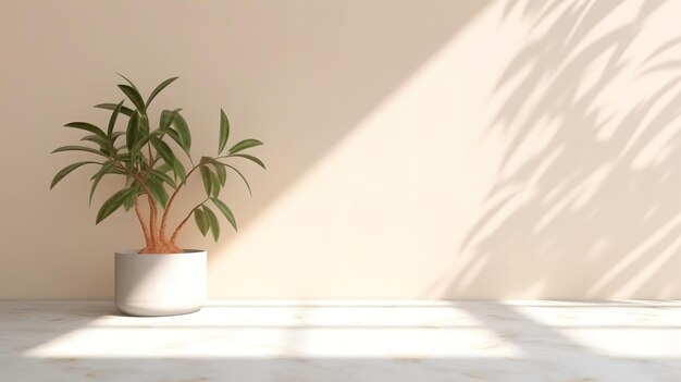 Una planta en maceta sobre una mesa blanca