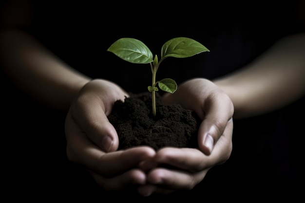 Planta en las manos Creado con tecnología de IA Generativa