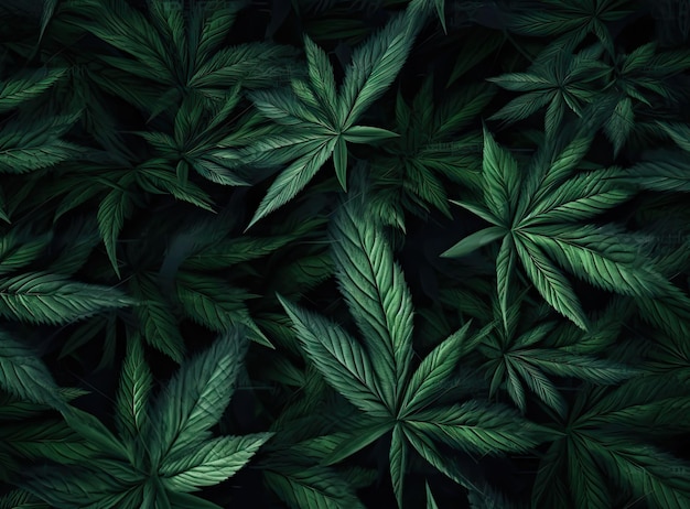 Planta de marihuana madura con cogollos y hojas Textura de plantas de marihuana en la granja de cannabis de interior Plantas de cannabis que crecen en interiores con grandes cogollos de marihuana