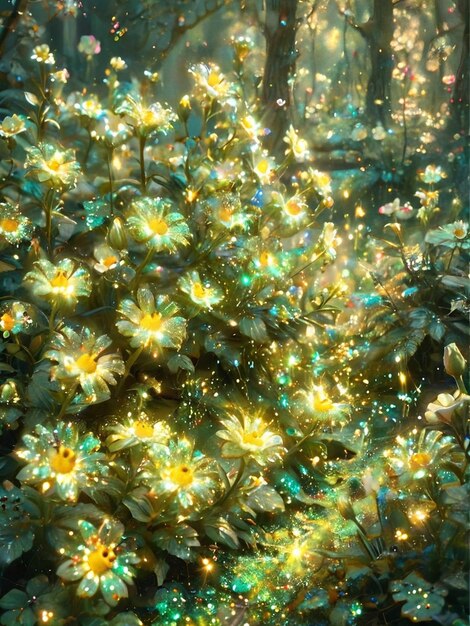 una planta con mariposas y flores frente a una ventana