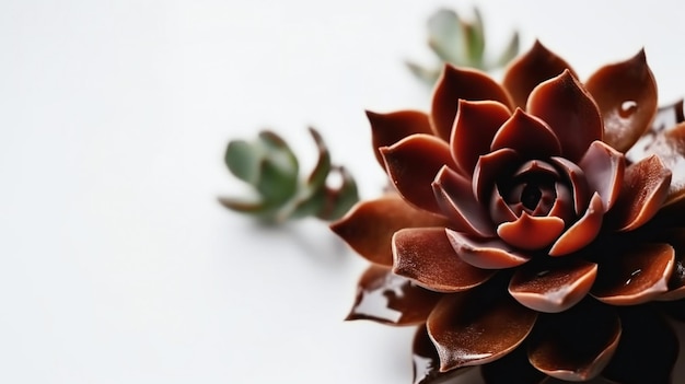 Una planta marrón con una hoja verde