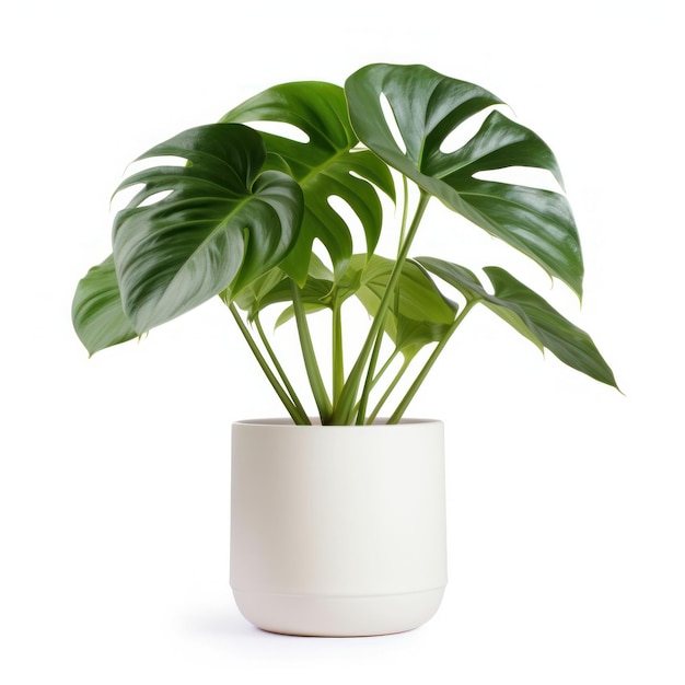 Planta de Monstera aislada en una olla blanca