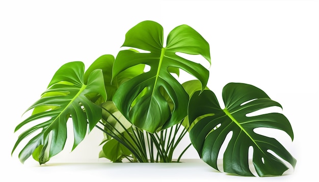 Foto planta de monstera deliciosa con hojas verdes grandes