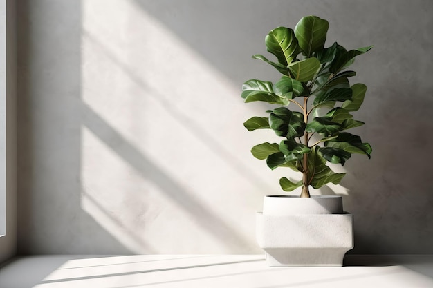 Una planta en una olla blanca en una mesa blanca