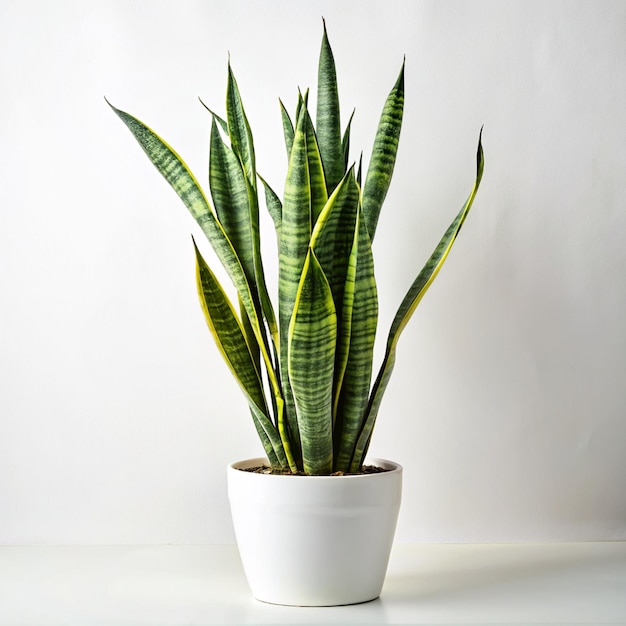 Foto una planta en una olla blanca está sentada en una mesa