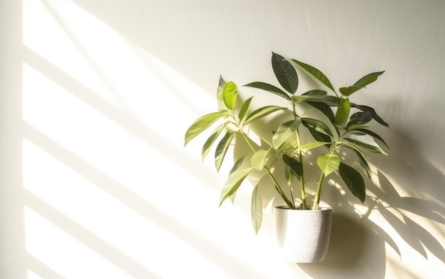 Una planta en una olla está en el alféizar de la ventana.