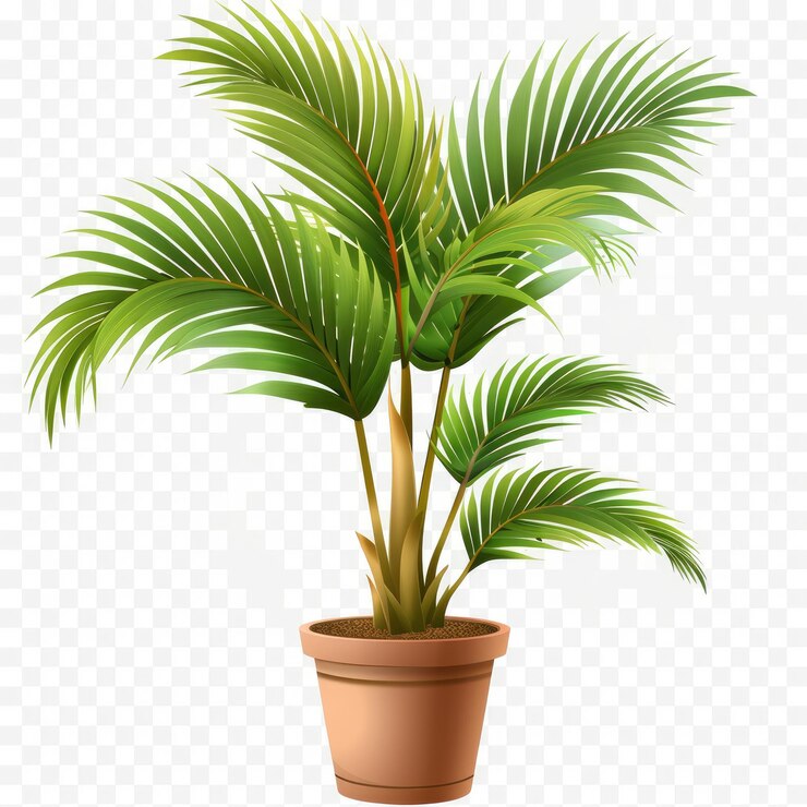 una planta en olla en un fondo transparente