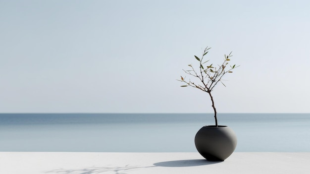 Foto una planta en una olla en la playa