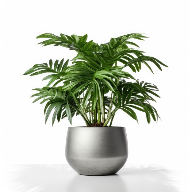 Foto planta ornamental em uma panela com fundo branco