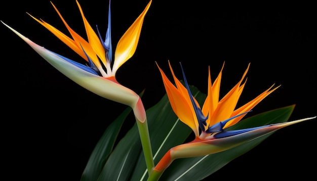 Foto una planta de pájaro del paraíso con su naranja única